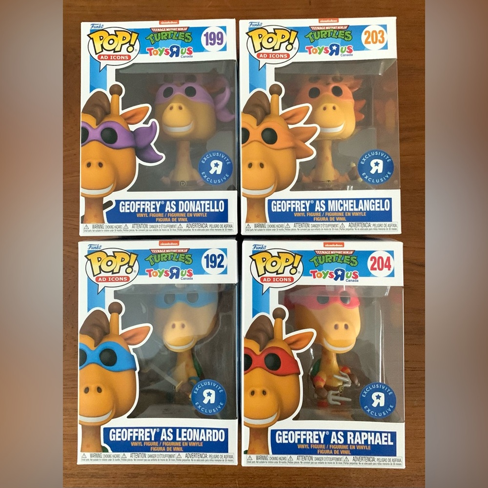 Funko POP! Geoffrey Teenage Mutant Ninja Turtles Toys R Us Exclusive SET OF 4